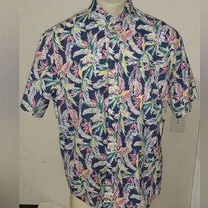 Crown & Ivy Mens Classic Fit Hawaiian Floral Short Sleeve Shirt Size XL